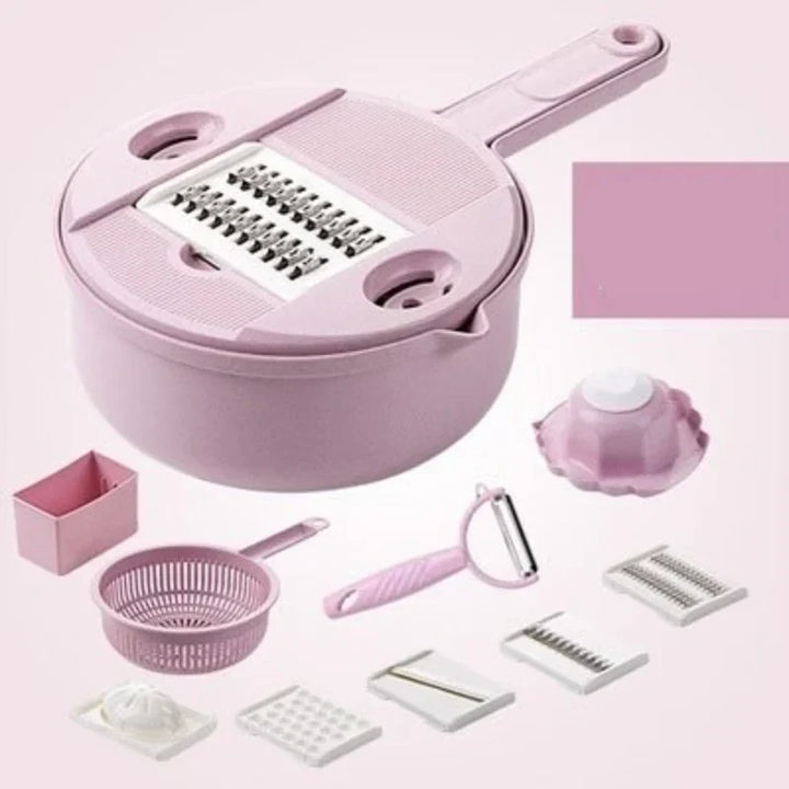 Multifunctional Vegetable Cutter with Strainer – 3-in-1 Grater with Collection Bowl