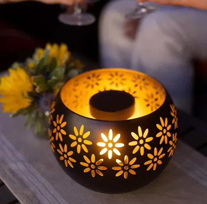 Candle Lamp with Floral Pattern – Decorative LED Table Lamp for Your Home
