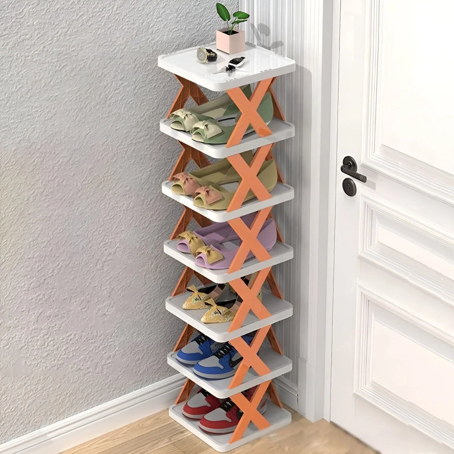 Foldable shoe rack for efficient use of space