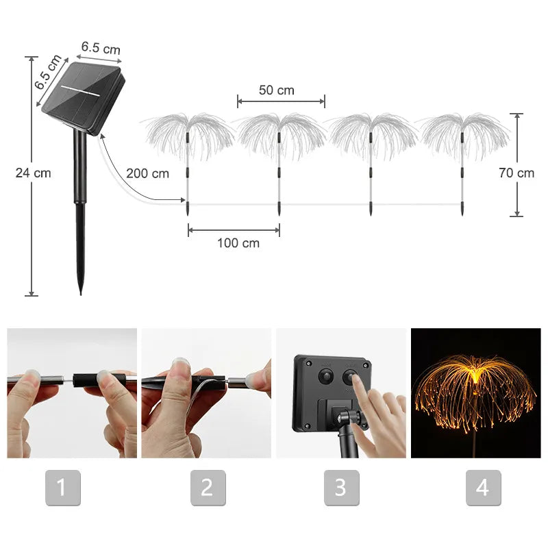 Solar LED Garden Light with Color-Changing Effects – Firework-Style Lawn Lighting for Gardens, Patios, and Outdoor Spaces