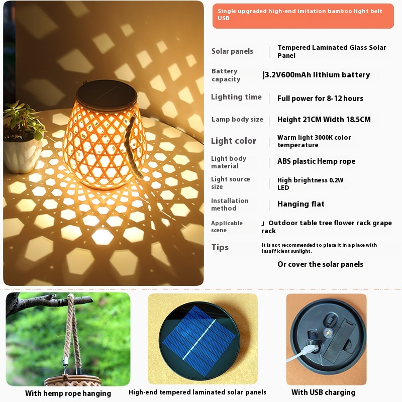 Solar LED Rattan Lamp – Stylish Outdoor Lighting in Oval Design for Garden and Terrace