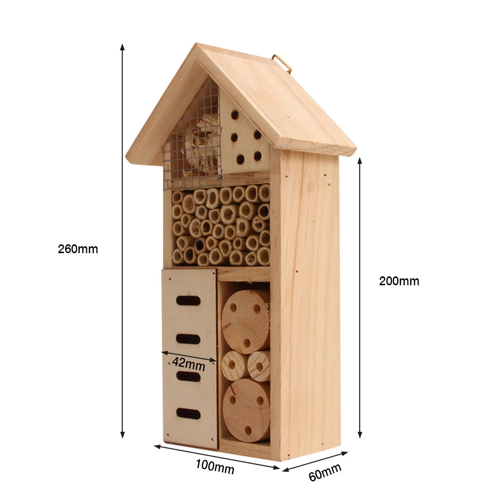 Bee and Insect-Friendly Wooden Insect House – Natural Habitat for Gardens and Patios