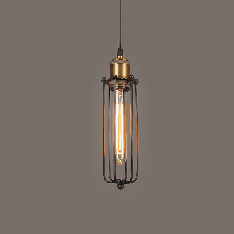 Retro Industrial Hanging Lamp – Vintage Pendant Light with Metal Grid Edison Design