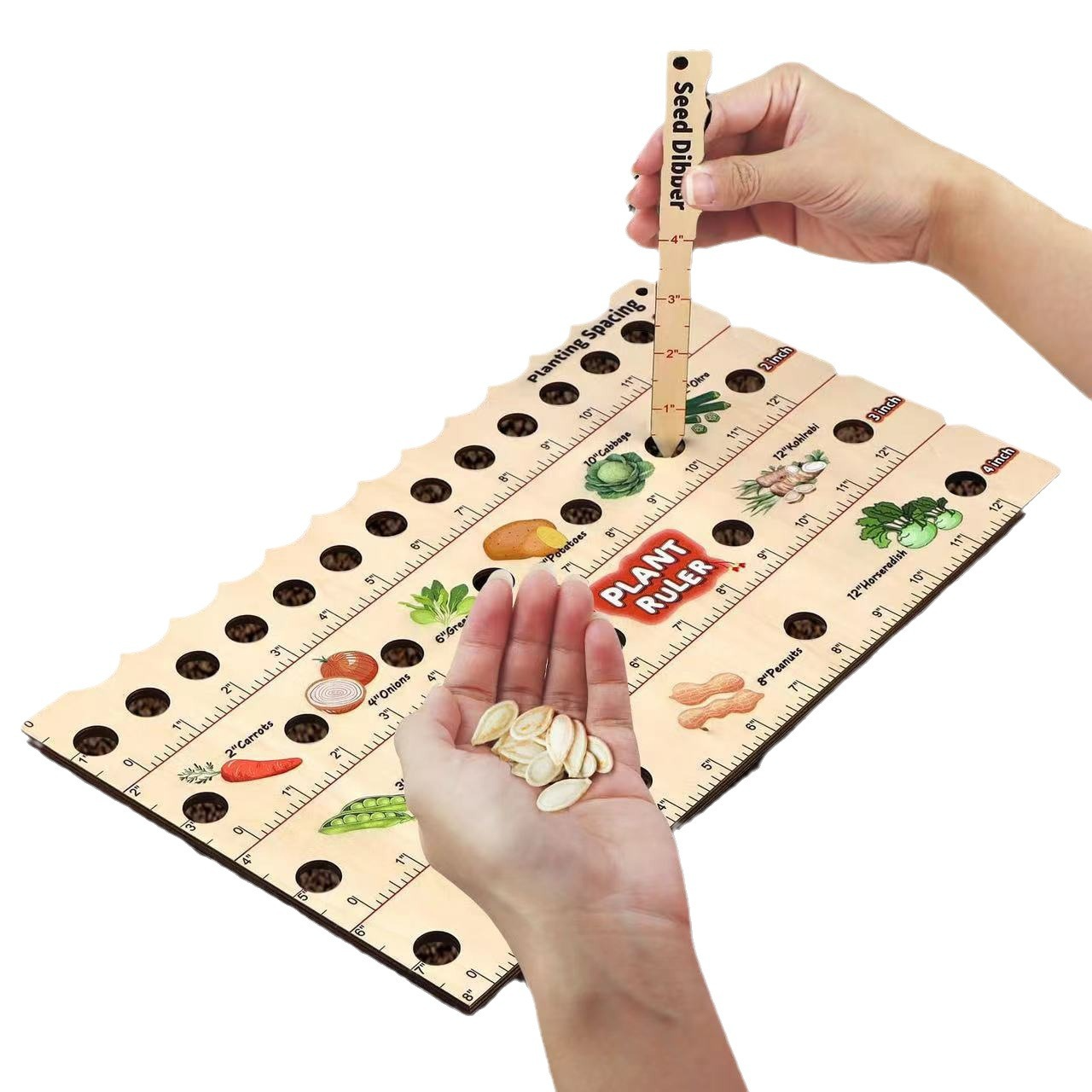 Wooden Planting Ruler – Multifunctional Seed Measuring Tool for Precise Planting in the Garden