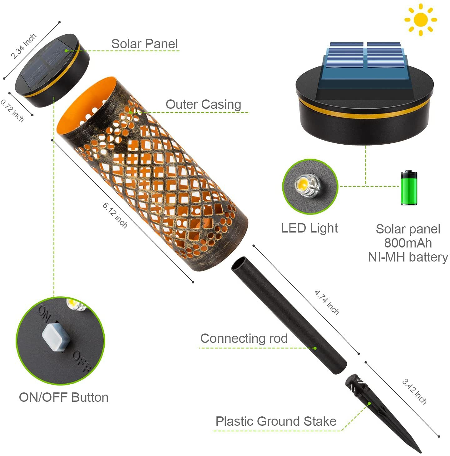 Waterproof Solar LED Garden Light with Projection Pattern – Durable Outdoor Metal Lighting