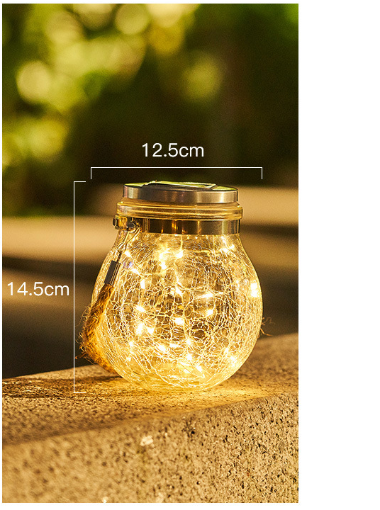 Solar Glass Lantern With LED String Lights – Decorative Garden Lighting For Terrace And Outdoor Areas With Carrying Handle