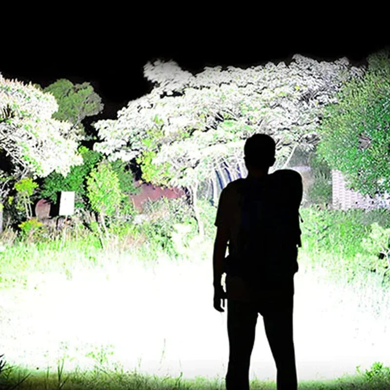 Tactical LED Flashlight with Zoom Function and Power Bank