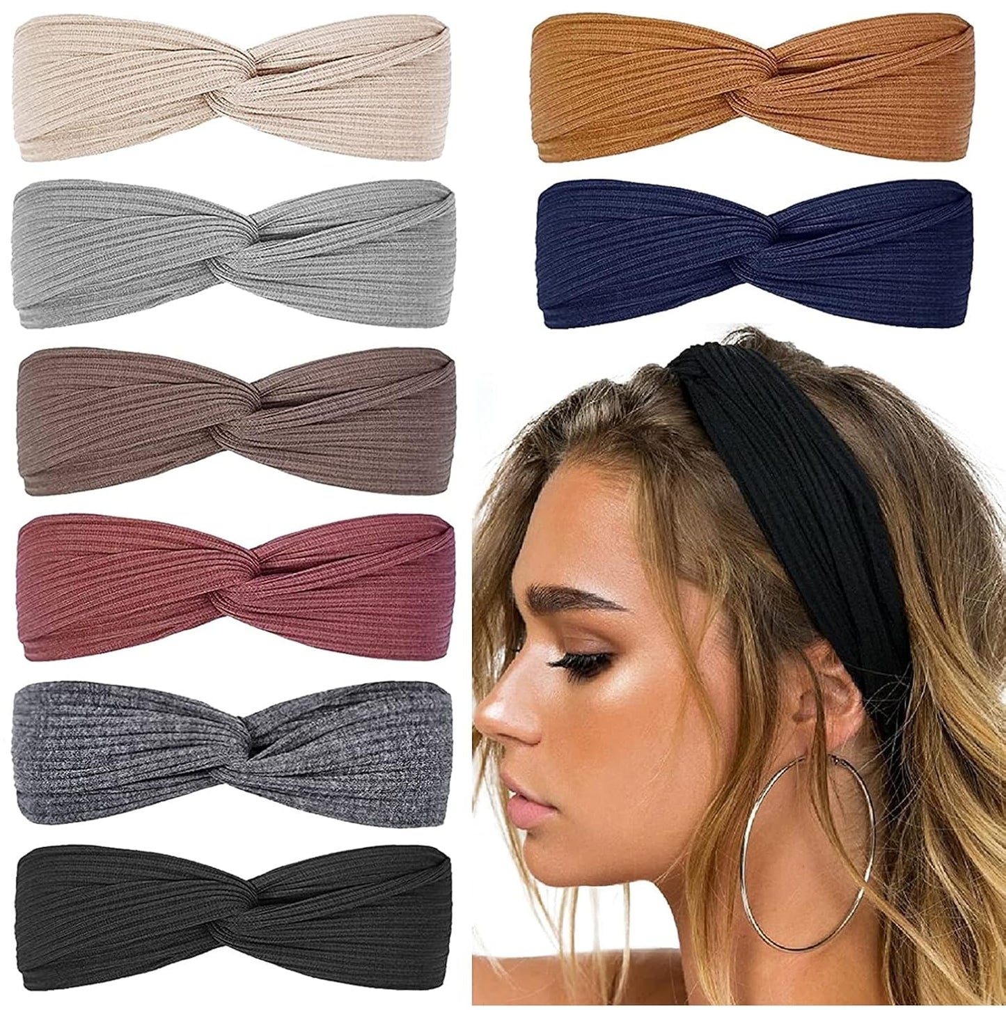 Ribbed Boho Headband with Twist Knot – Stylish & Comfortable