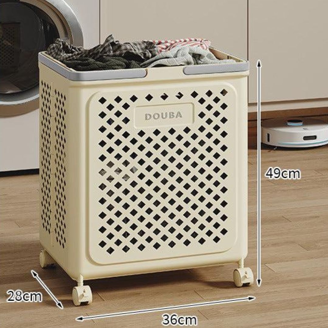 Laundry Basket with Wheels and Foldable Design