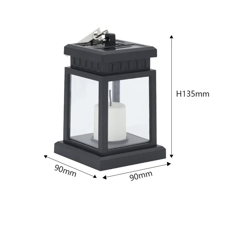 Solar Lantern with LED Candle – Hanging Lamp for Outdoor Use, Decorative Garden Lighting for Terrace and Balcony