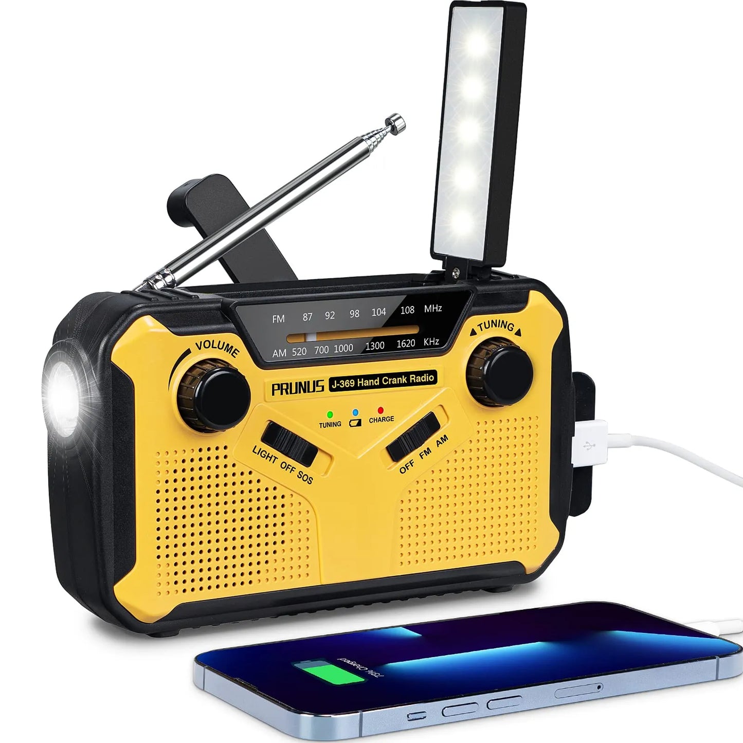 Emergency Radio with Hand Crank & Solar – Dynamo Radio with Power Bank and LED Lamp