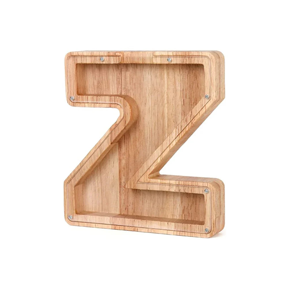 Stylish Wooden Piggy Bank with Viewing Window in Letter Design for Your Savings Goal