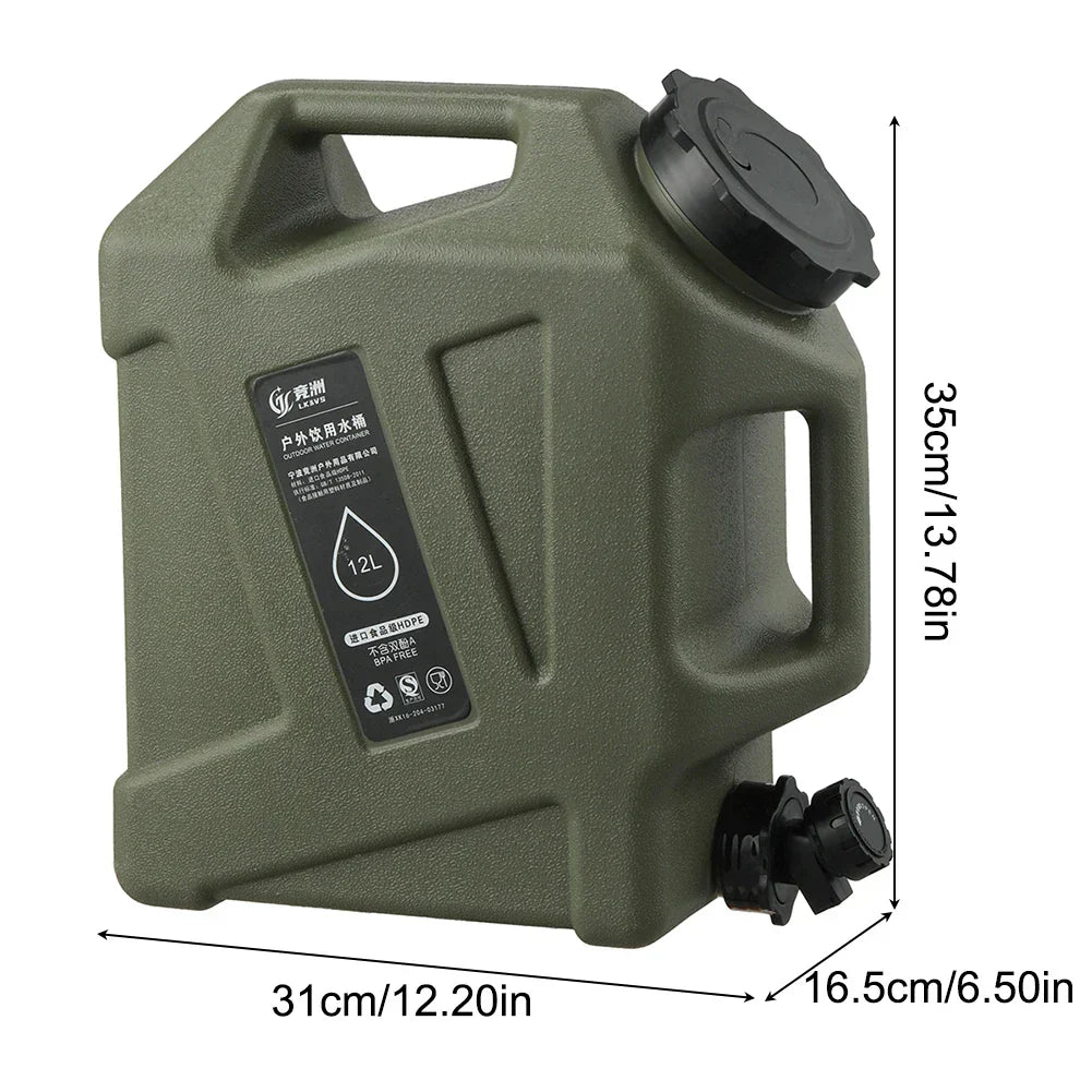 Portable 12L Water Container with Spigot – Durable Camping Water Storage Tank for Outdoor Activities