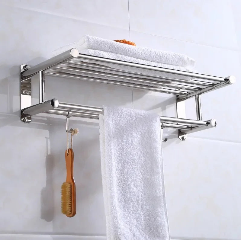 Sturdy Stainless Steel Towel Rack for Bathroom Use
