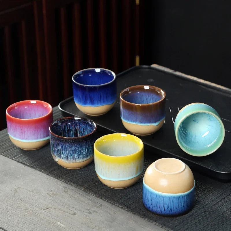 Handmade Ceramic Mug – Colorful Teacups with Natural Glaze Finish
