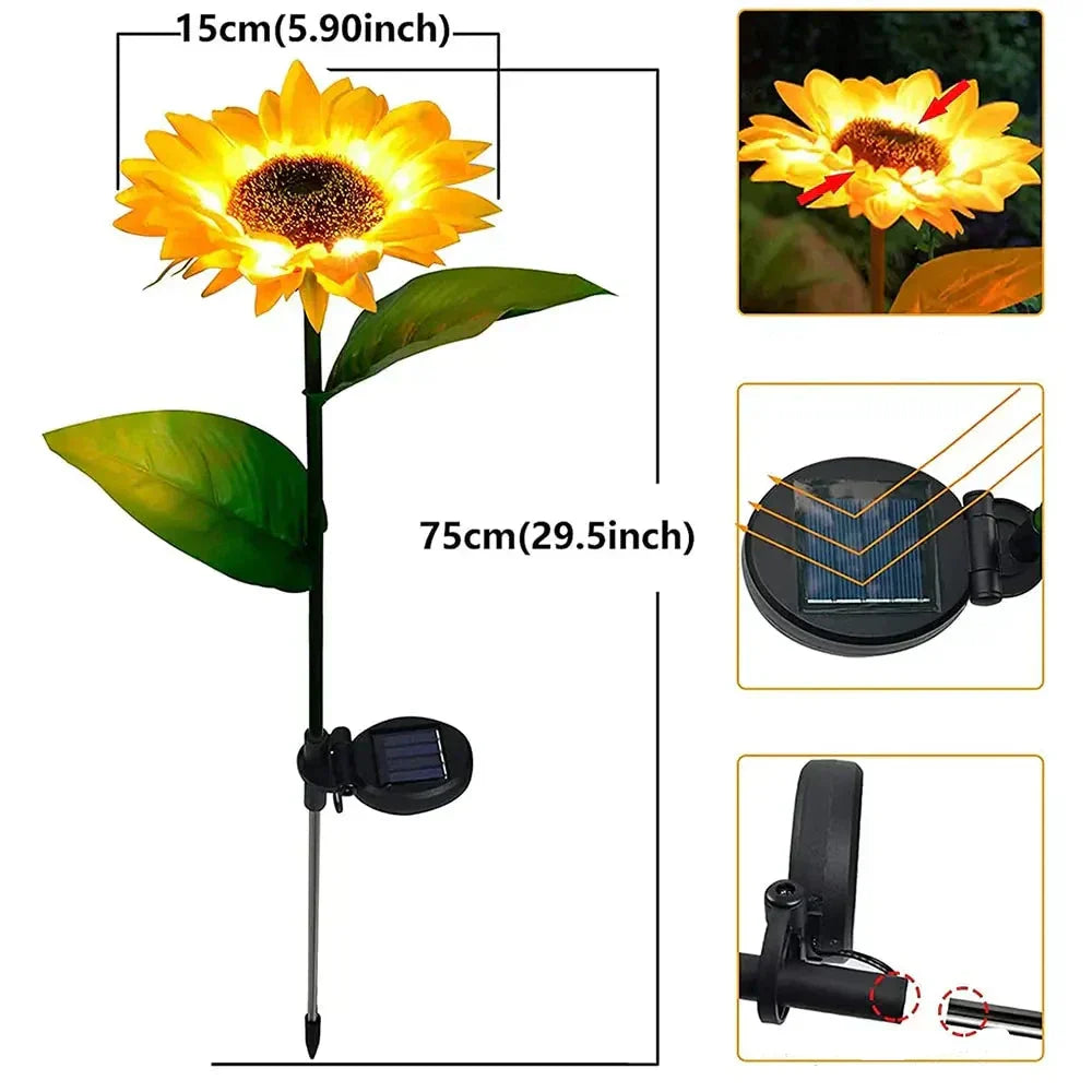Waterproof Solar Sunflower Lamp for Garden & Patio – Decorative Outdoor Lighting with Solar Power