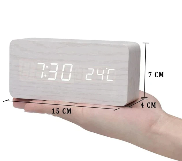 Smart LED Wooden Clock with Voice Control