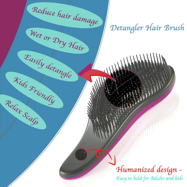 Ergonomic Detangling Brush 2-Pack for Gentle Hair Styling – Suitable for All Hair Types
