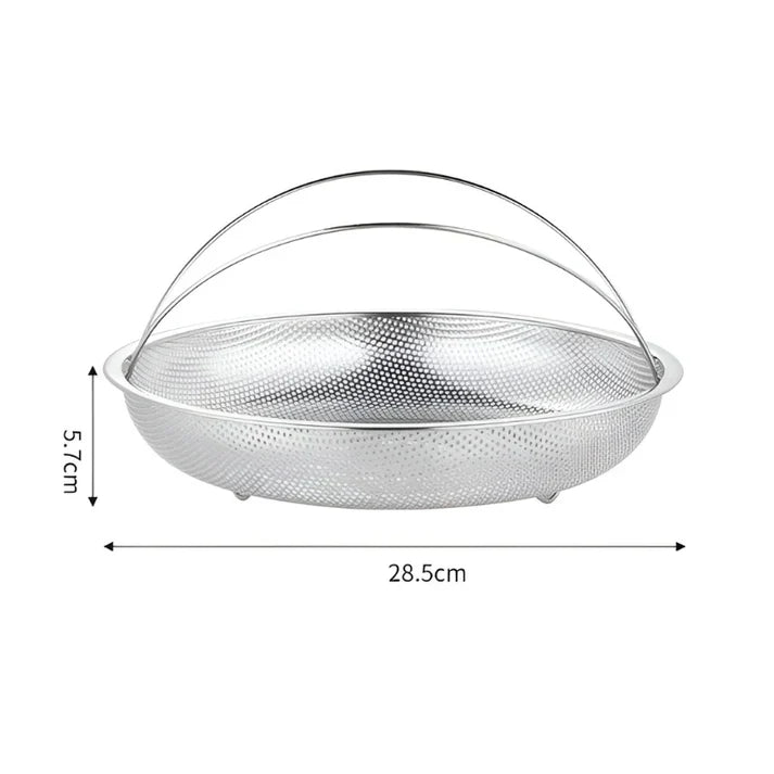 Foldable Stainless Steel Strainer with Draining Bowl – Steamer Basket for the Kitchen