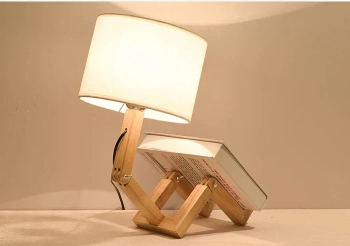 Modern Wooden Table Lamp with Book Storage – Perfect for Your Home