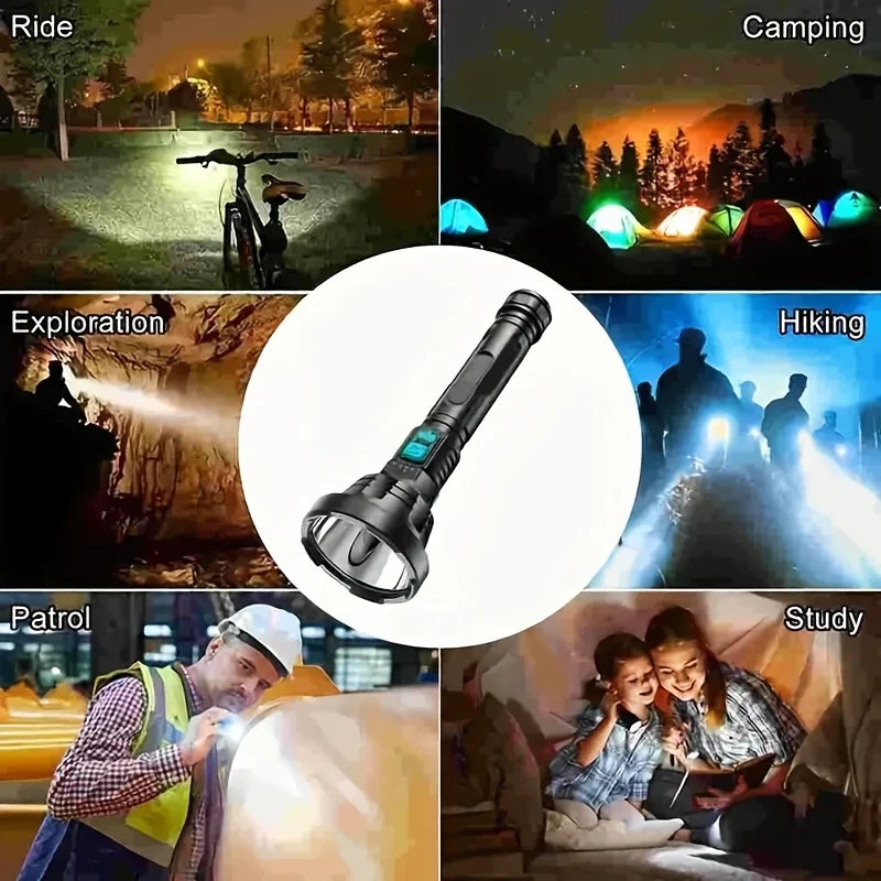 Super Bright 90,000LM LED Flashlight – Tactical Searchlight with USB Charging for Outdoor Use and Emergencies