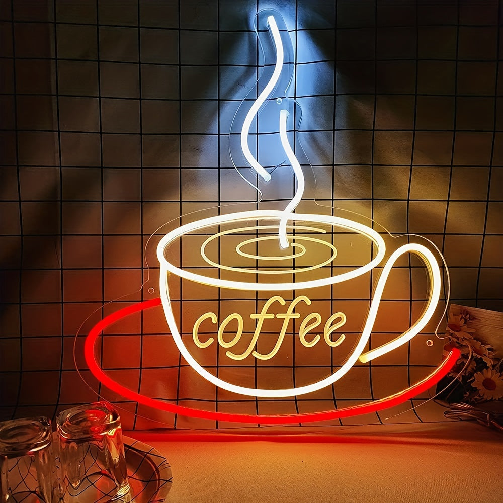 Trendy LED Coffee Cup Wall Lamp in Retro Neon Style