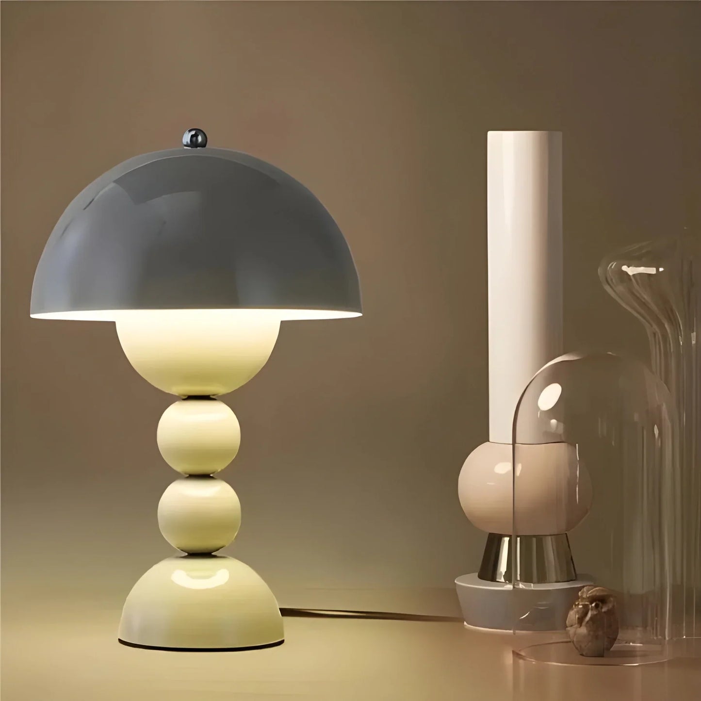 Scandinavian Table Lamp with Gold Accents – Modern Design Lamp for Living Room, Bedroom & Office
