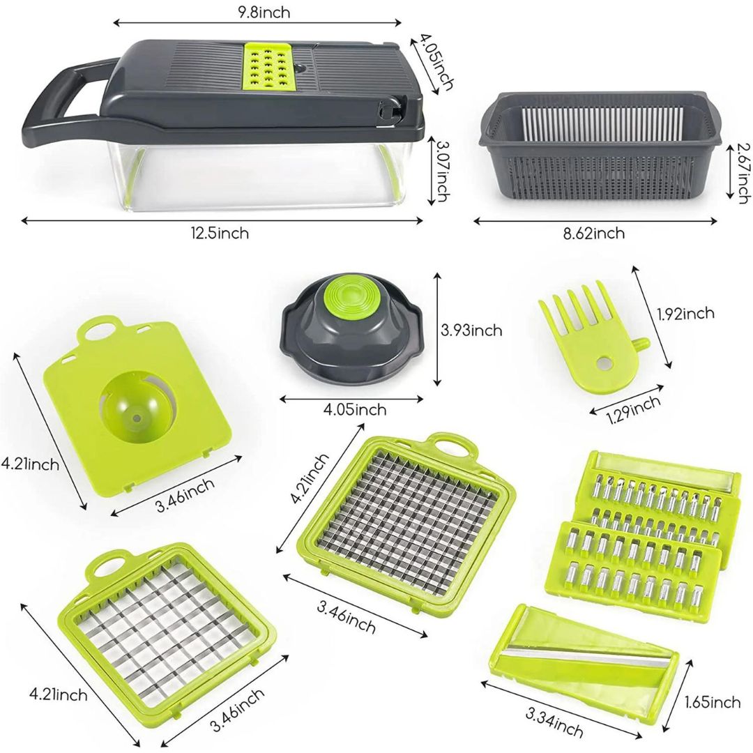 Multifunctional 18-in-1 Vegetable Cutter with Collection Container