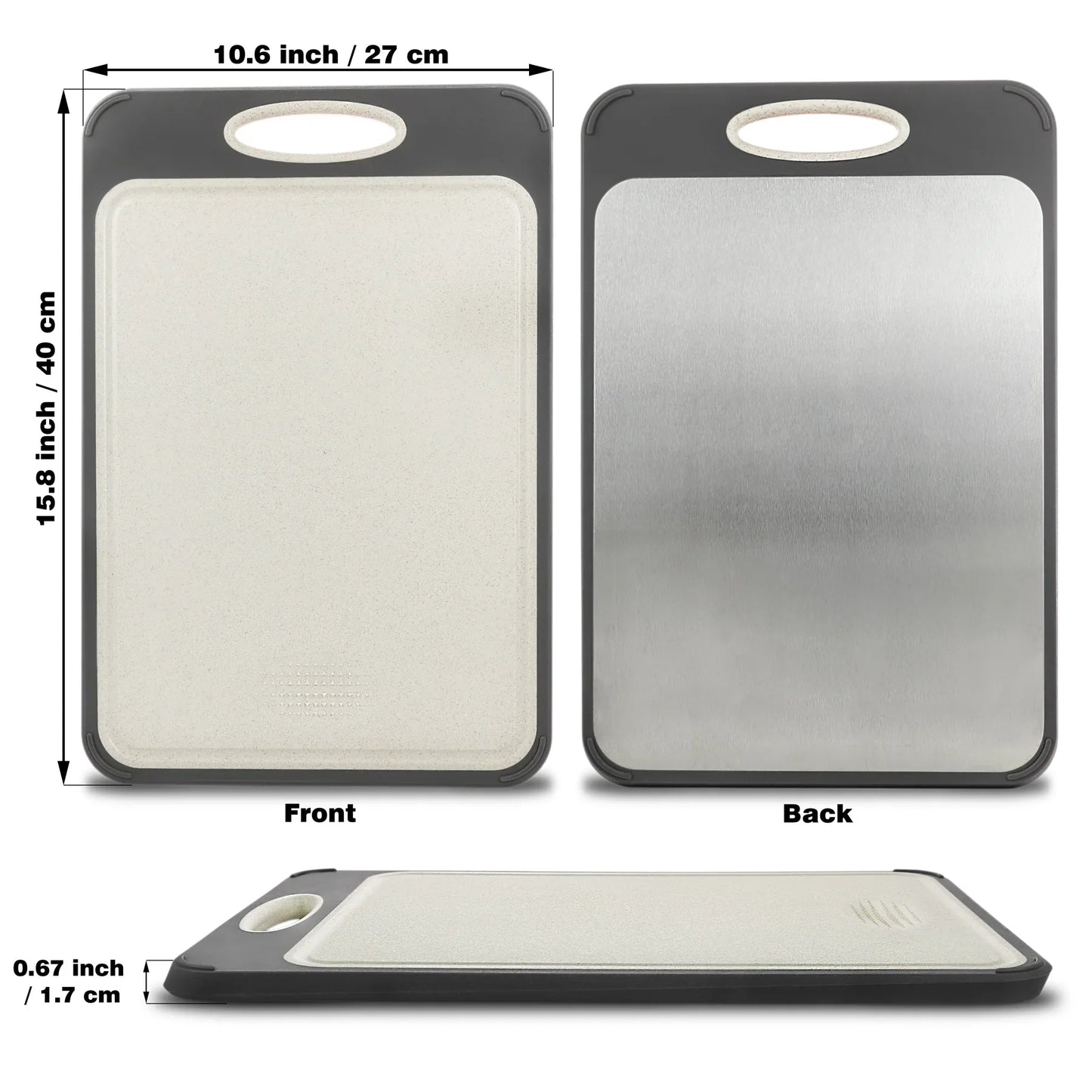 Non-Slip Stainless Steel Cutting Board with Hygienic Function for Precise Cutting