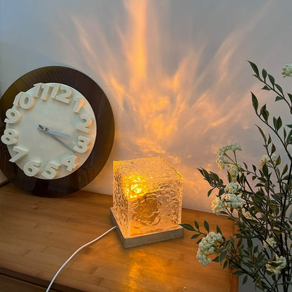 Cube-Shaped LED Table Lamp with Glass Design