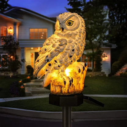 LED solar owl lamp for outdoor use – decorative garden light, weatherproof with solar power for balcony, terrace, and lawn