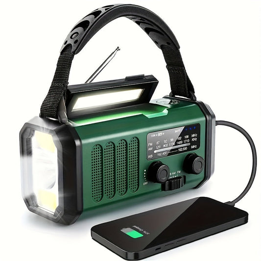 Solar Emergency Radio with Power Bank – Hand Crank Radio and LED Lamp for Outdoors