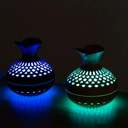 LED Aromatherapy Humidifier – Wood-Style Diffuser for a Relaxing Atmosphere
