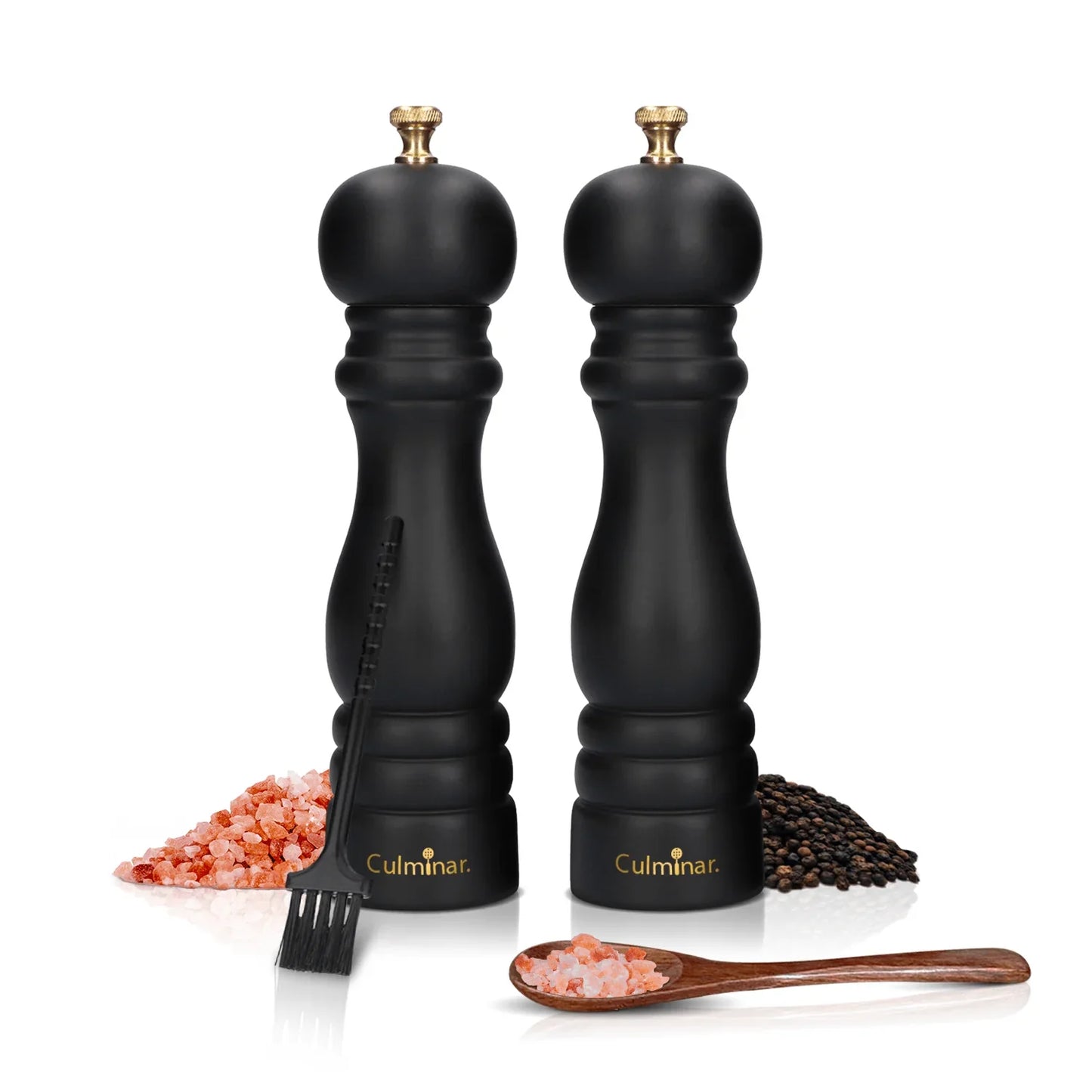 Salt and Pepper Mill Set Made of Wood with Ceramic Grinder and Adjustable Grind Level – Manual Spice Mills for Perfect Seasoning