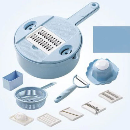 Multifunctional Vegetable Cutter with Strainer – 3-in-1 Grater with Collection Bowl