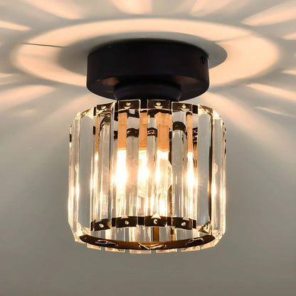 Crystal Ceiling Lamp with Gold and Black – Modern LED Ceiling Light for Living Room, Bedroom & Hallway
