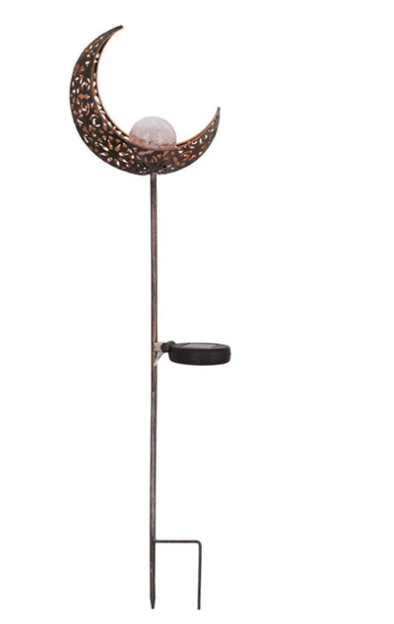 Solar Garden Light Made of Metal – Waterproof LED Lighting in Moon, Flame, Sun, or Star Shape