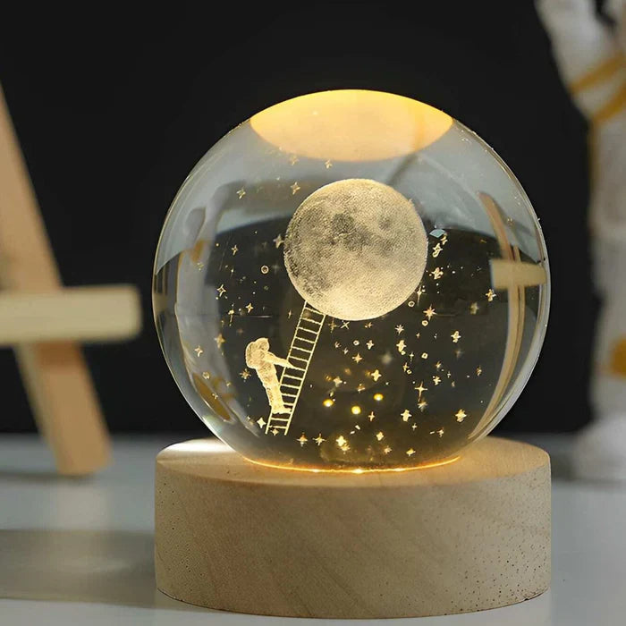 Glowing moon crystal ball with galaxy effect