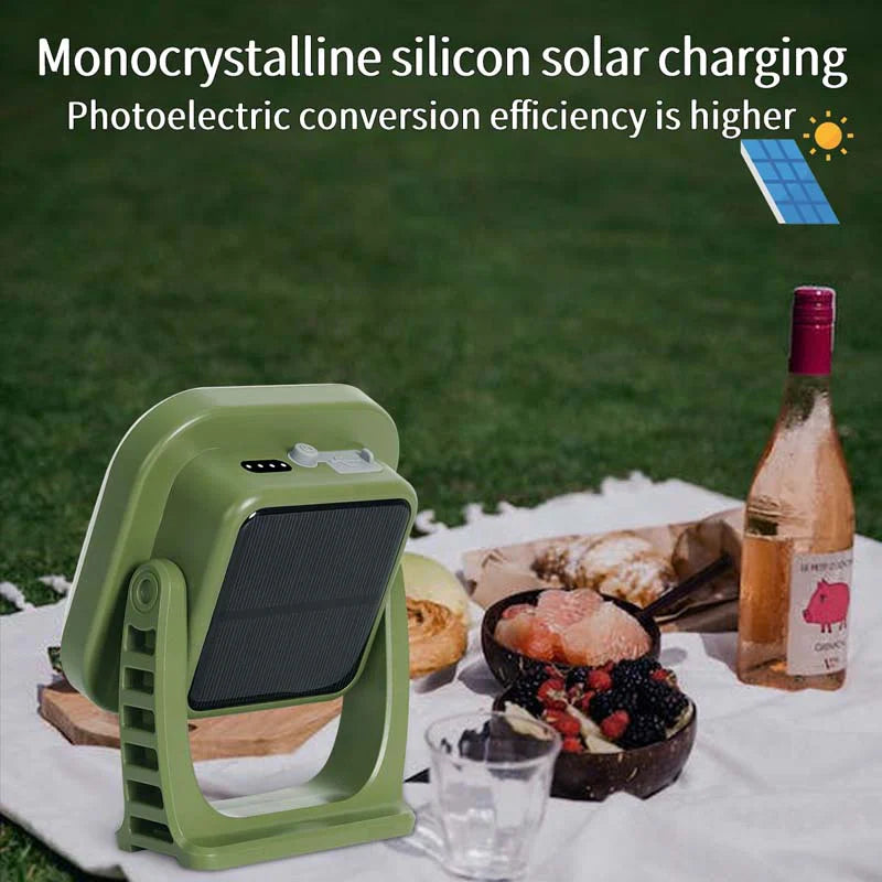 80W LED Solar Camping Lamp with Magnet and Zoom Function – Rechargeable and Practical