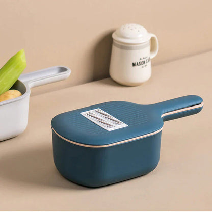Multifunctional Vegetable Cutter with Collection Container – For Slicing, Grating, and Shredding