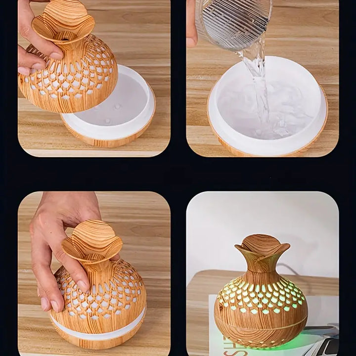 LED Aromatherapy Humidifier – Wood-Style Diffuser for a Relaxing Atmosphere