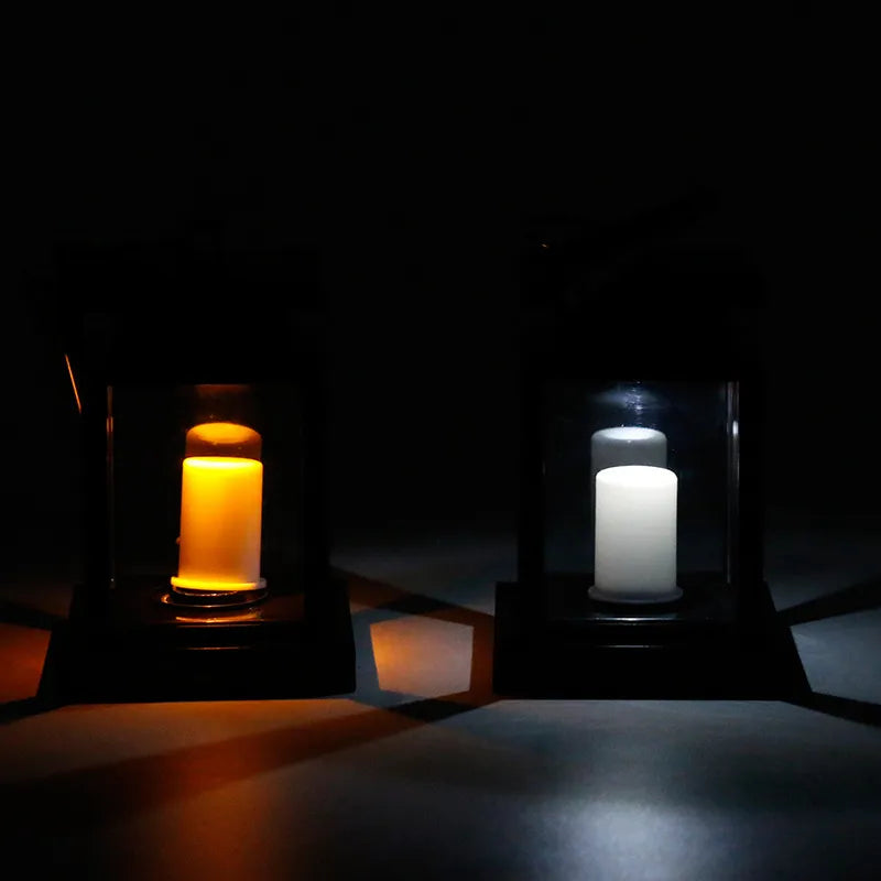 Solar Lantern with LED Candle – Hanging Lamp for Outdoor Use, Decorative Garden Lighting for Terrace and Balcony