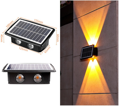 Solar LED Wall Lamp with Up & Down Effect – Modern Outdoor Lighting for Garden and Patio