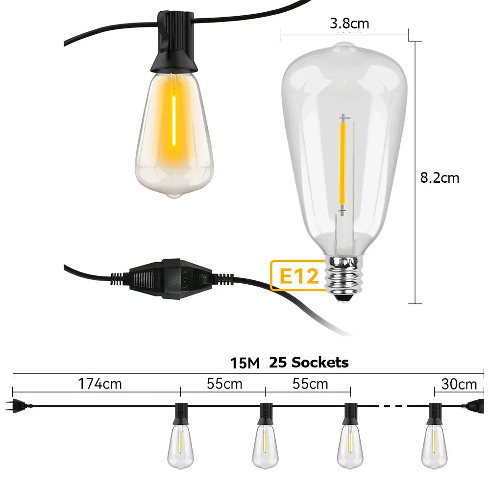 Outdoor LED String Lights For Terrace And Garden