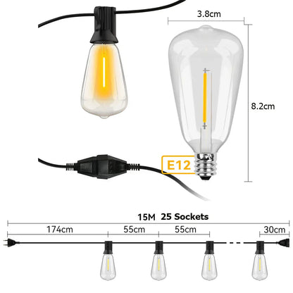 Outdoor LED String Lights For Terrace And Garden