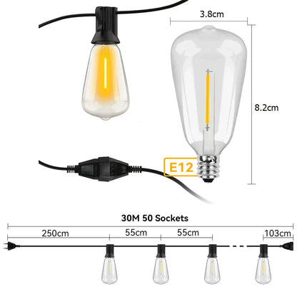 Outdoor LED String Lights For Terrace And Garden
