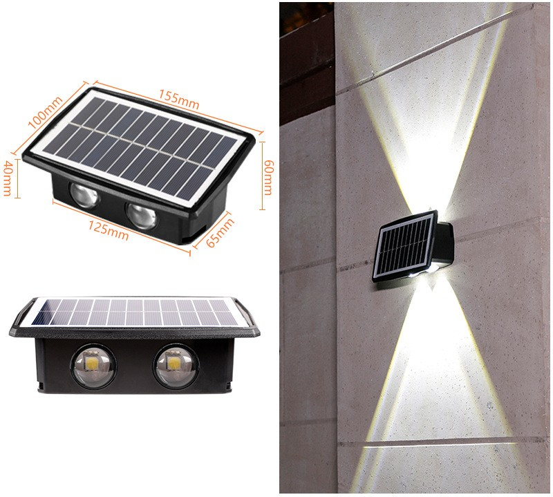 Solar LED Wall Lamp with Up & Down Effect – Modern Outdoor Lighting for Garden and Patio
