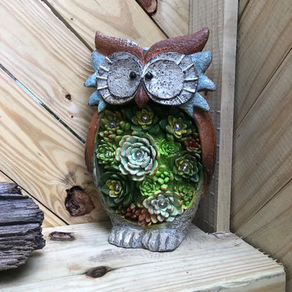 Solar Owl Lantern with LED Lights – Succulent Garden Light for Outdoor Spaces, Patios, and Balconies