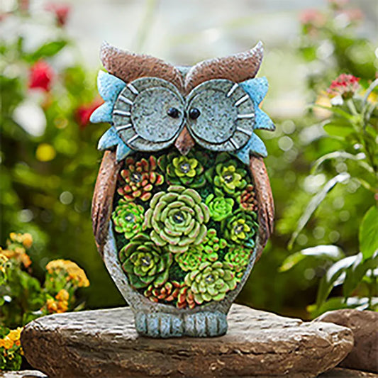 Solar Owl Lantern with LED Lights – Succulent Garden Light for Outdoor Spaces, Patios, and Balconies