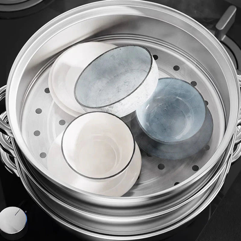 Stainless Steel 3-Layer Steamer with Handles and Glass Lid – Perfect for the Kitchen